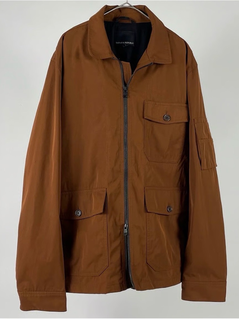 Banana Republic Men's Rust Brown Field Jacket with Zip Front